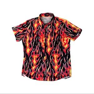 Flame all over print button down
